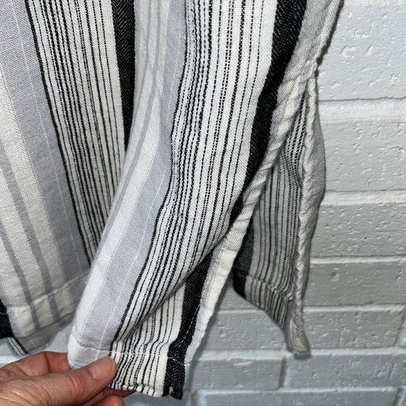 da•sh size XL Linen Blend Striped Skirt Midi Skirt Black White Gray Button Front - Picture 2 of 12